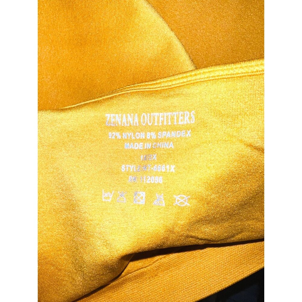 Zenana Mustard Yellow 2-Piece Set: Bralette & High-Waist Leggings 1X - Picture 8 of 9